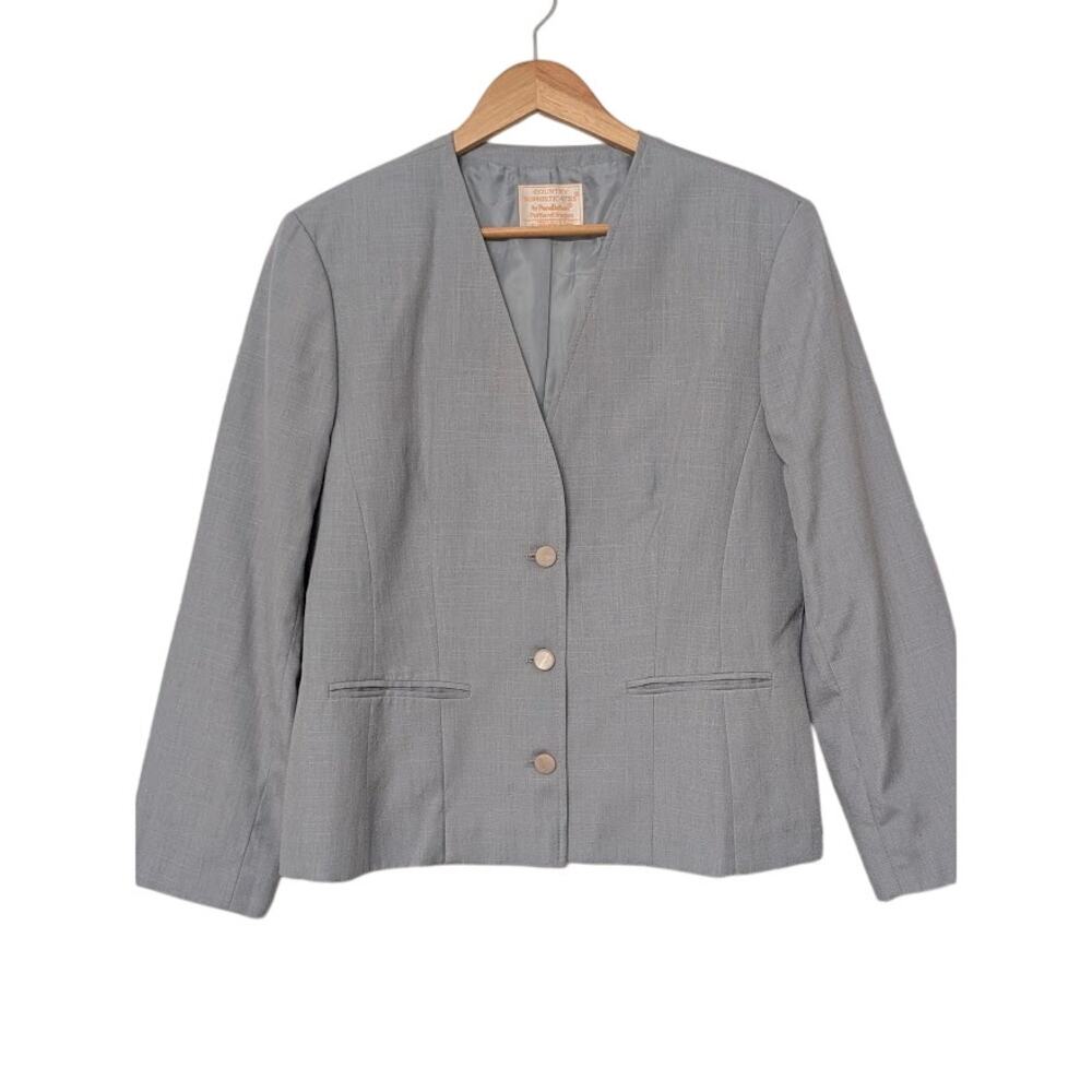 Pendleton Vintage 80s Blazer Women 14R Light Gray Country Sophisticates Made USA